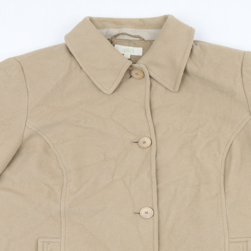 Marks & Spencer Womens Beige Overcoat Coat Size 18 Button