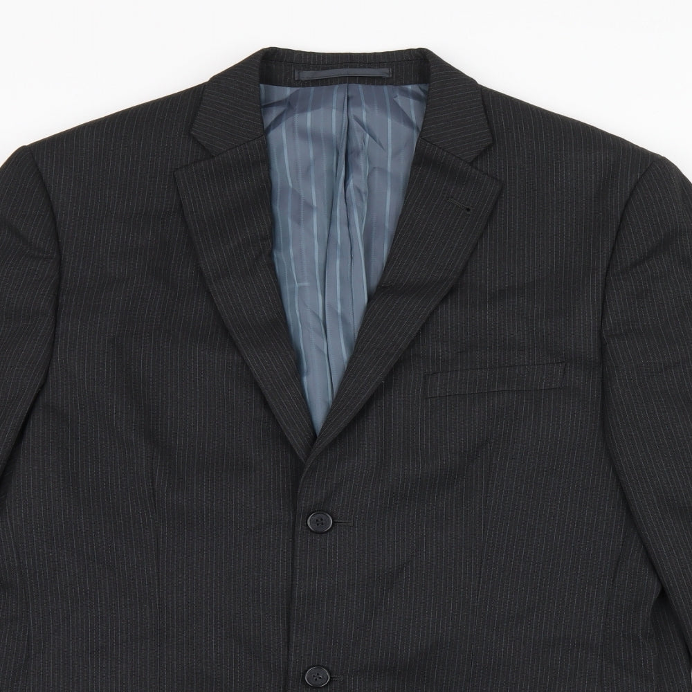 NEXT Mens Black Striped Polyester Jacket Suit Jacket Size 42 Regular