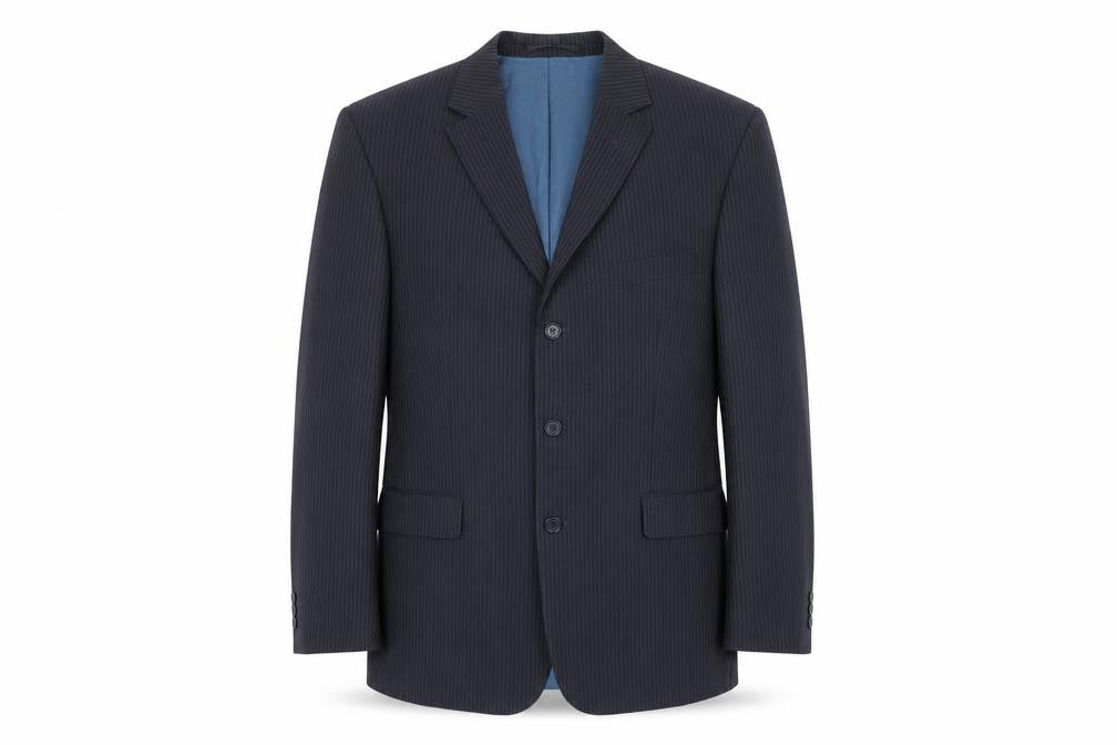 Marks & Spencer Mens Blue Striped Polyester Jacket Suit Jacket Size 42 Regular