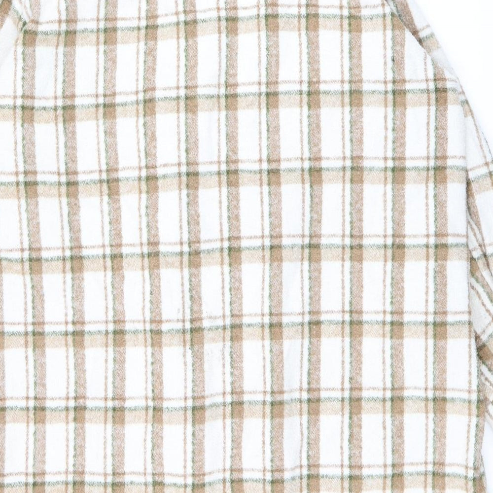 Fashion Union Womens Beige Plaid Overcoat Coat Size 22 Button