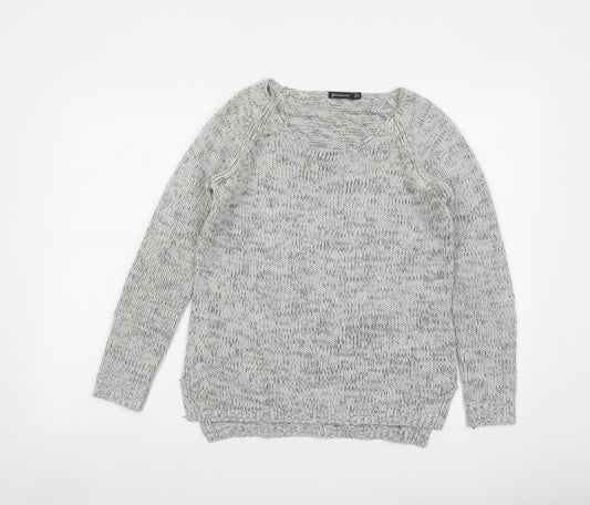 Stradivarius Womens Grey Round Neck Acrylic Pullover Jumper Size S