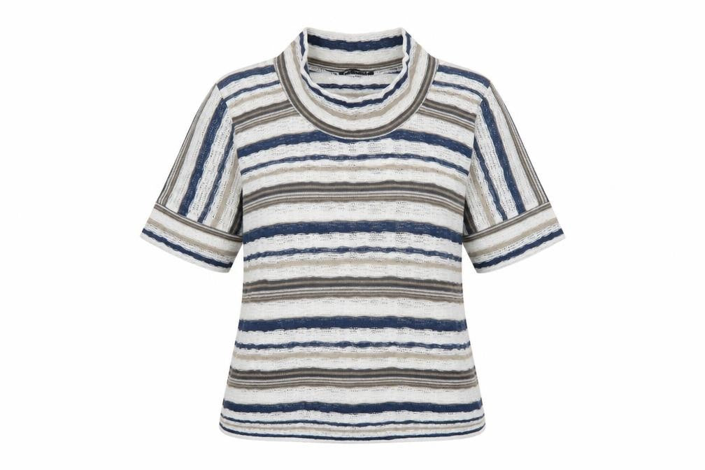 Dolores Womens Multicoloured Cowl Neck Striped Cotton Pullover Jumper Size 14