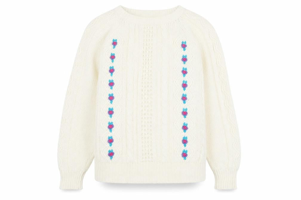 Michelle Zimon Womens Ivory Round Neck Acrylic Pullover Jumper Size 14