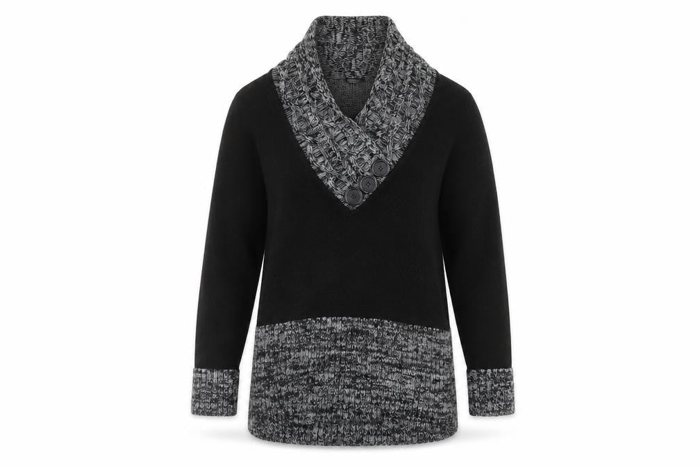 Romamn Womens Black V-Neck Acrylic Pullover Jumper Size 10