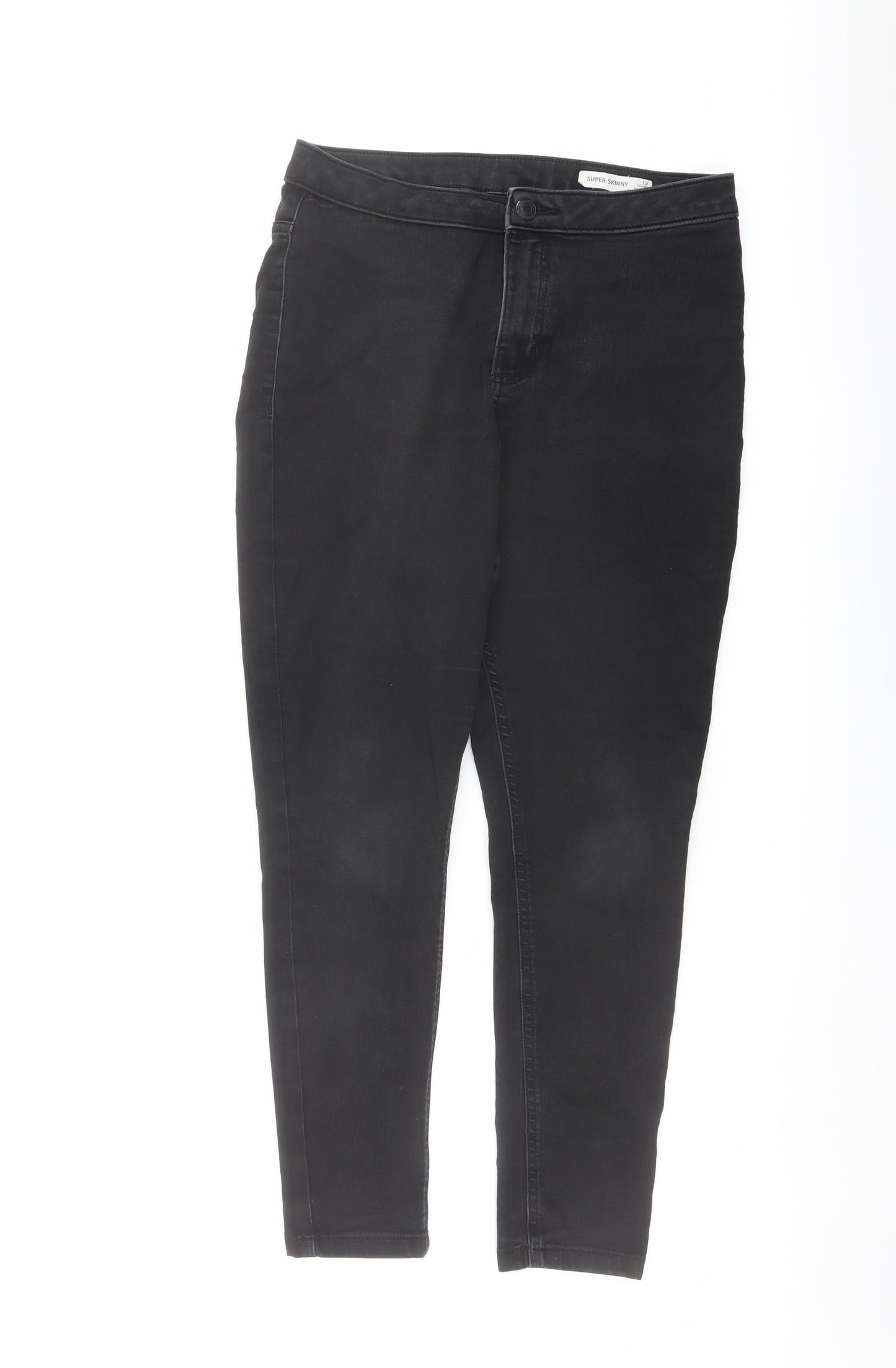 Marks and Spencer Womens Black Cotton Skinny Jeans Size 12 L25 in Regular Button