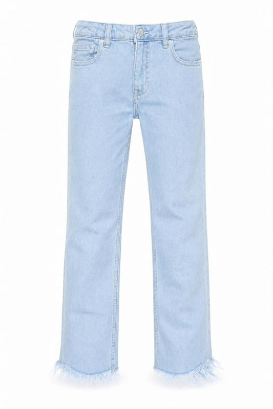 Mango Girls Blue Cotton Straight Jeans Size 10 Years Regular Button