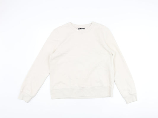 Zara Womens Beige Cotton Pullover Sweatshirt Size M Pullover