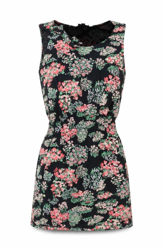 Topshop Womens Multicoloured Floral Cotton Mini Size 8 Round Neck Pullover - Bow