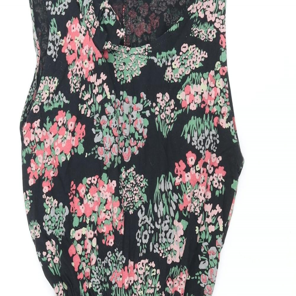 Topshop Womens Multicoloured Floral Cotton Mini Size 8 Round Neck Pullover - Bow