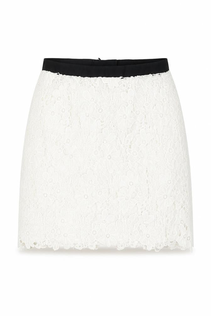 French Connection Womens White Floral Polyester Mini Skirt Size 6 Zip