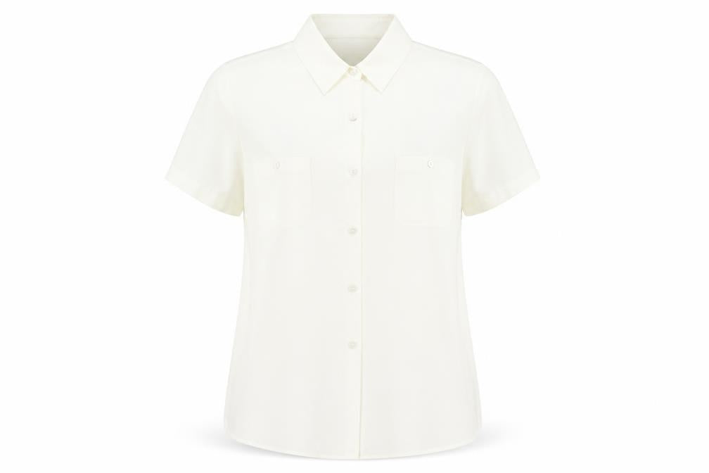 BHS Womens Ivory Polyester Basic Button-Up Size 16 Collared