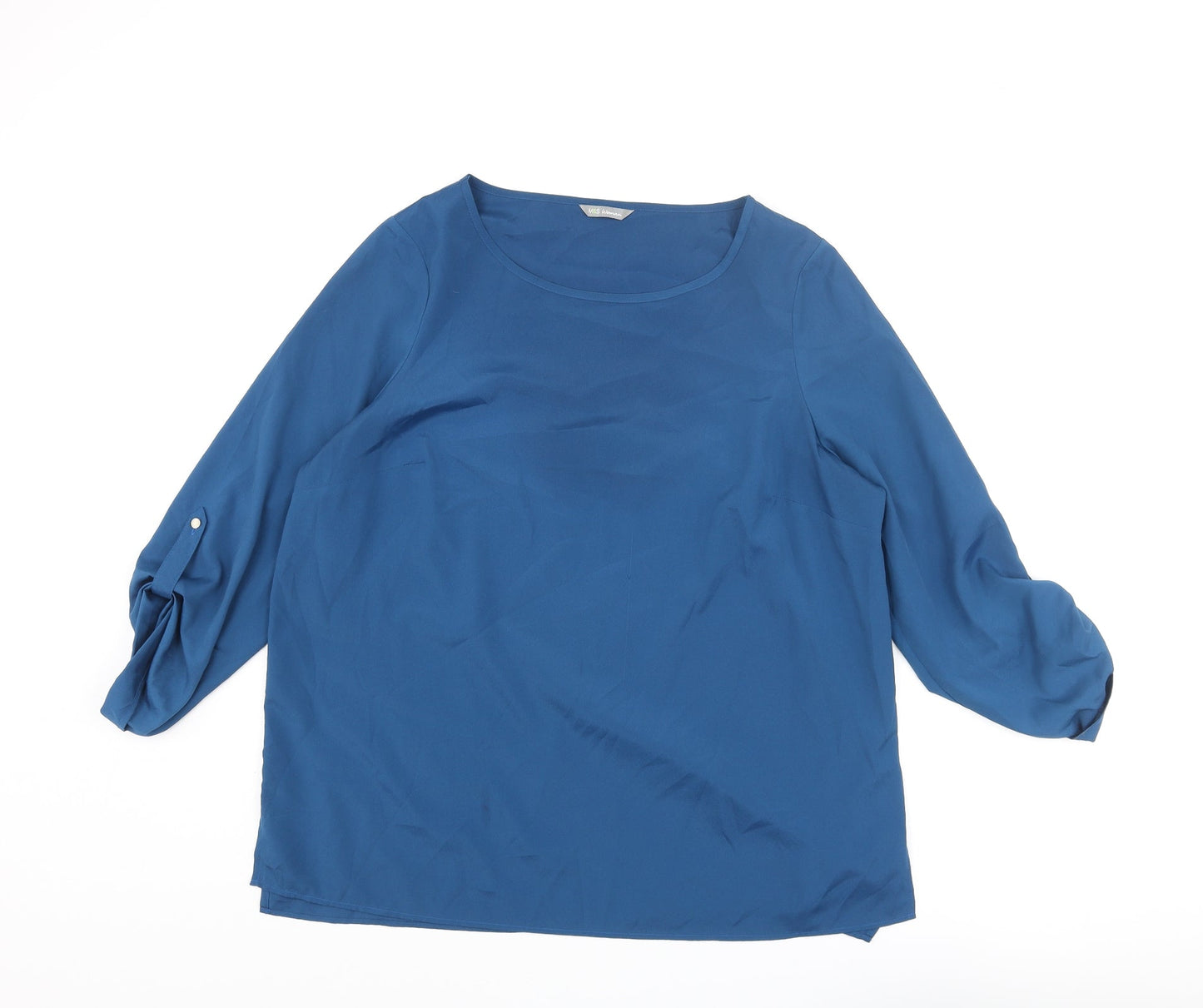 Marks and Spencer Womens Blue Polyester Basic Blouse Size 10 Off the Shoulder