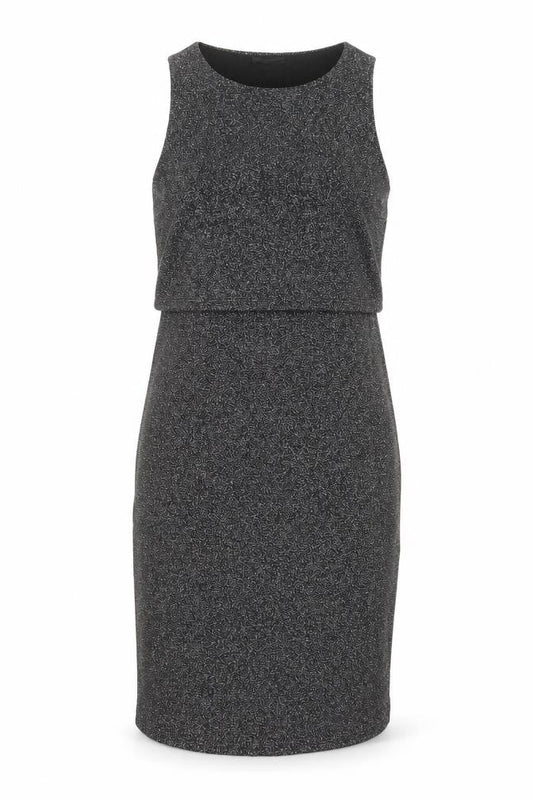 Topshop Womens Silver Viscose Tank Dress Size 8 Round Neck Pullover - Layered Glitter