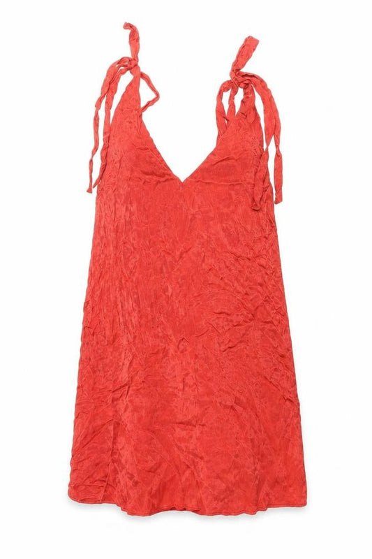 Urban Outfitters Womens Red Polyester Slip Dress Size M V-Neck Tie - Bow