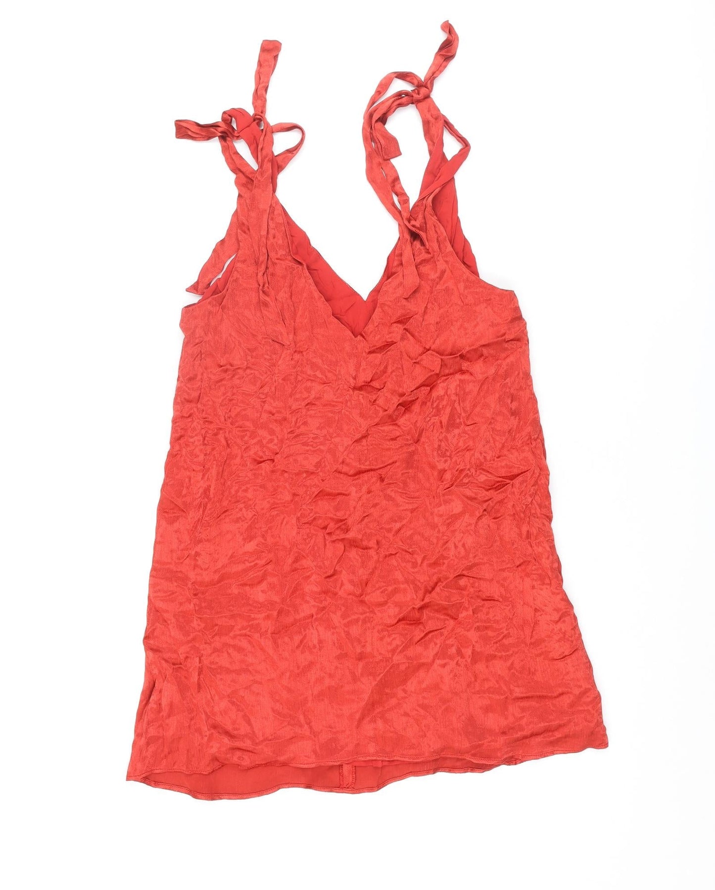 Urban Outfitters Womens Red Polyester Slip Dress Size M V-Neck Tie - Bow