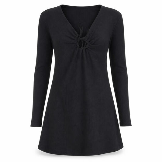 New Look Womens Black Polyester A-Line Size 8 V-Neck Tie - Keyhole