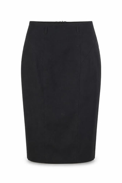 Front view of ASOS women’s black polyester straight & pencil skirt, size UK 10, zip