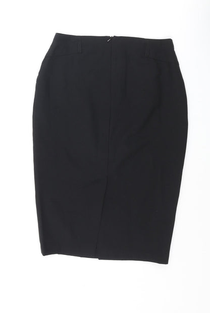 Back view of ASOS women’s black polyester straight & pencil skirt, size UK 10, zip
