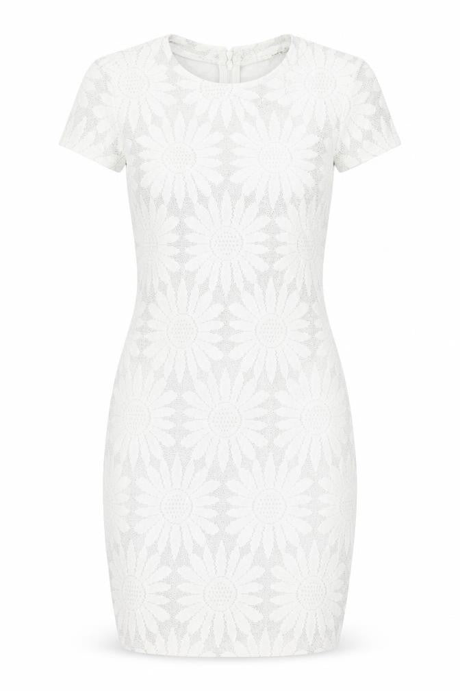 River Island Womens Silver Floral Polyester Bodycon Size 8 Round Neck Zip