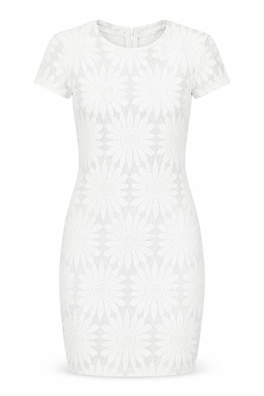 River Island Womens Silver Floral Polyester Bodycon Size 8 Round Neck Zip