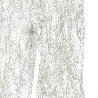 Zara Womens Beige Animal Print Viscose Trousers Size M L33 in Regular Zip - Snake Print