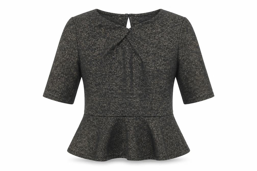 Dorothy Perkins Womens Gold Polyester Basic Blouse Size 14 Round Neck - Peplum