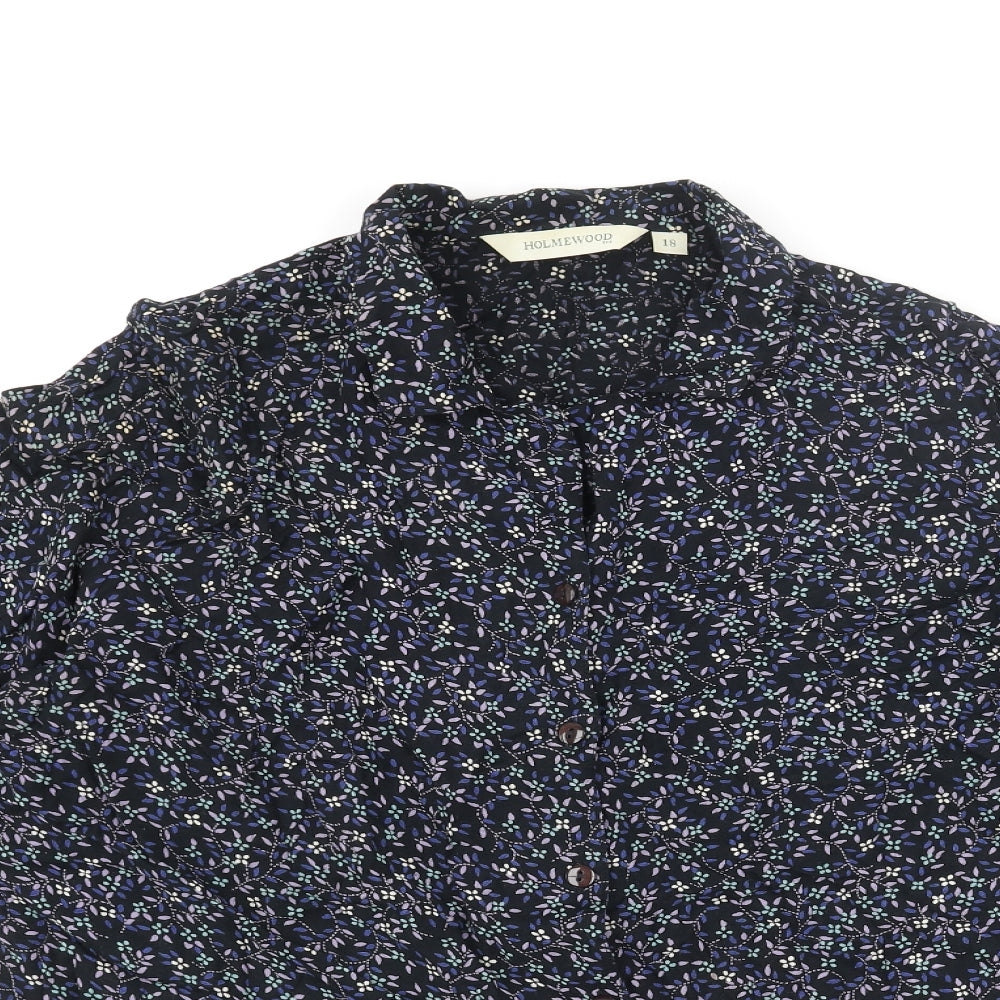Holmewood Womens Multicoloured Floral Viscose Basic Button-Up Size 18 Collared