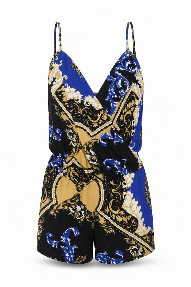 New Look Womens Multicoloured Geometric Polyester Playsuit One-Piece Size 8 Snap