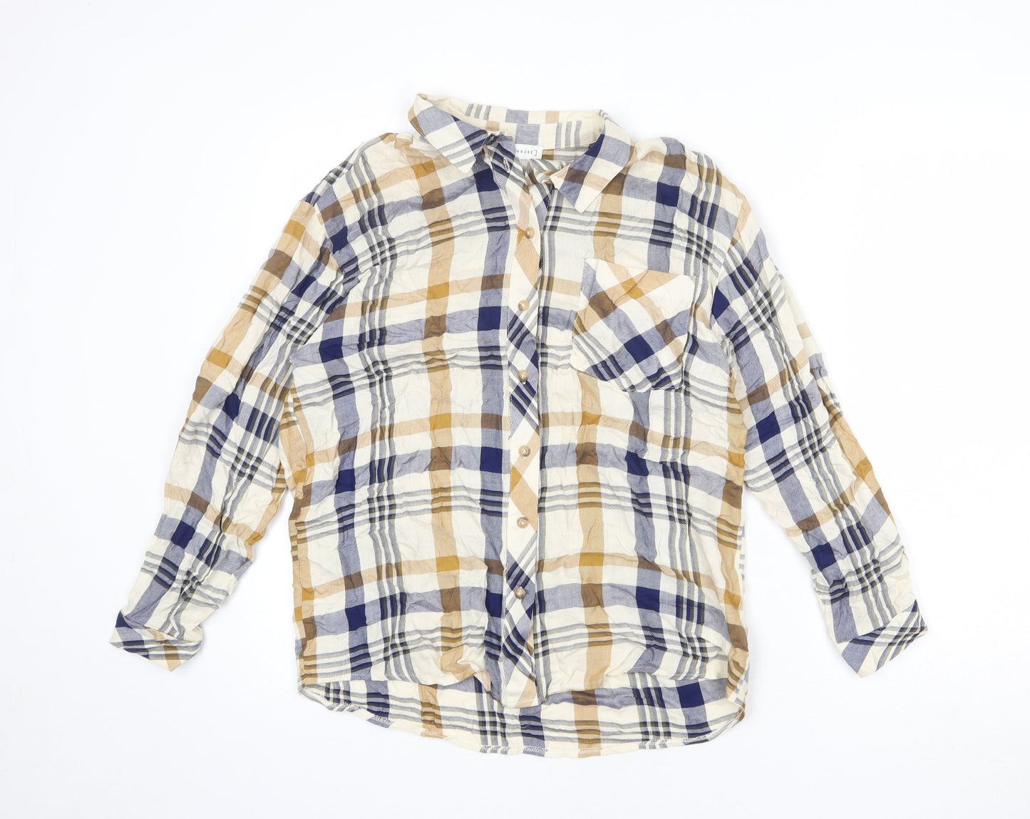 Warehouse Womens Multicoloured Plaid Viscose Basic Button-Up Size 6 Collared