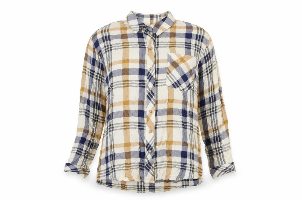Warehouse Womens Multicoloured Plaid Viscose Basic Button-Up Size 6 Collared