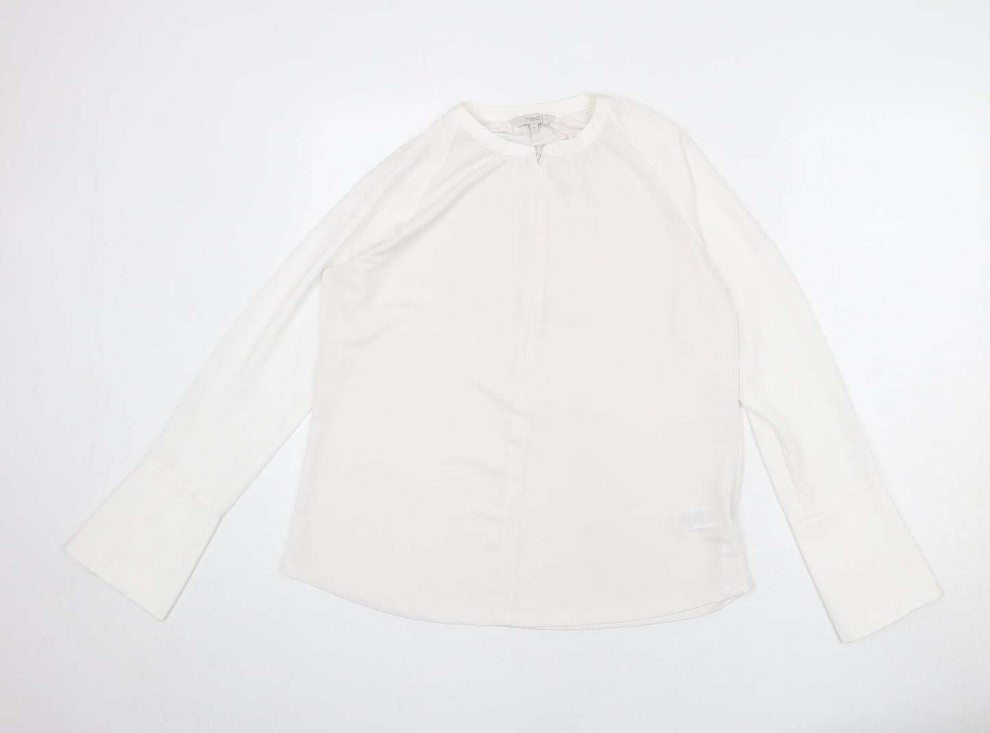 NEXT Womens White Polyester Basic Blouse Size 14 Round Neck
