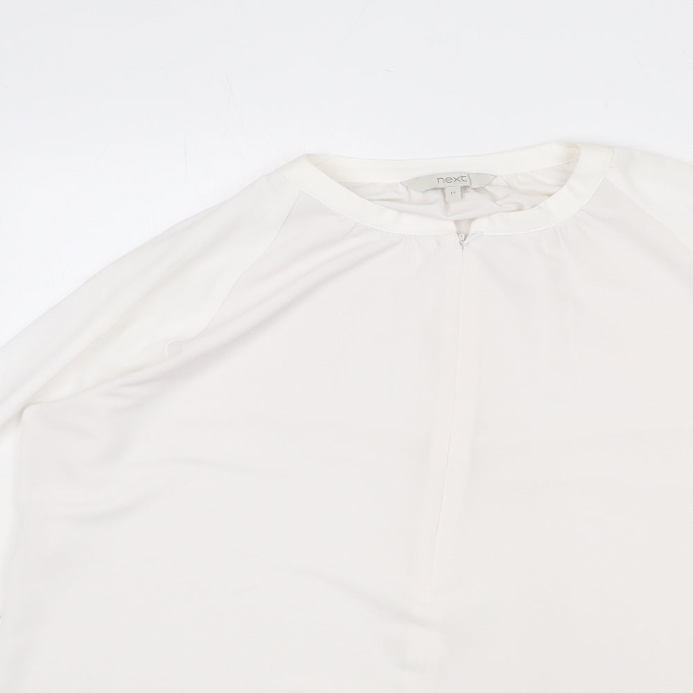 NEXT Womens White Polyester Basic Blouse Size 14 Round Neck