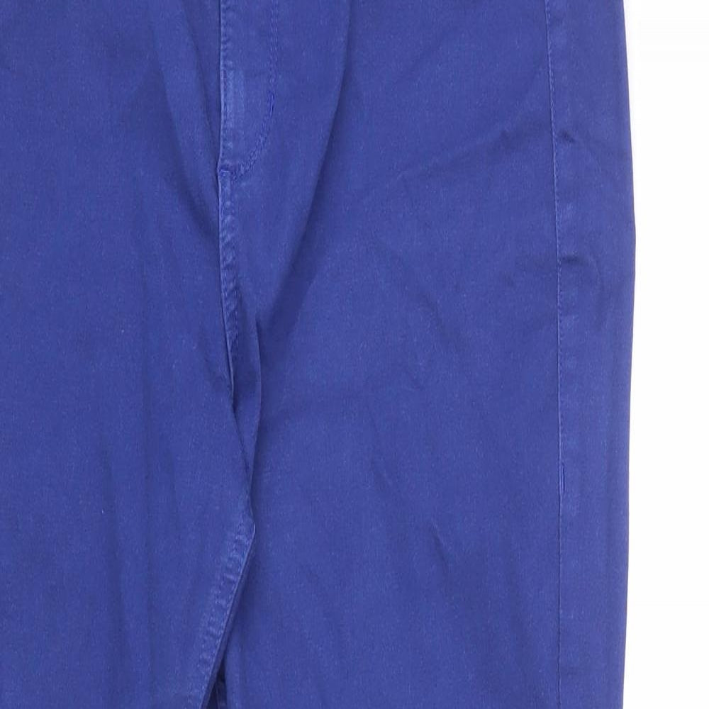 Marks and Spencer Womens Blue Cotton Skinny Jeans Size 12 L24 in Regular Zip - Short Length