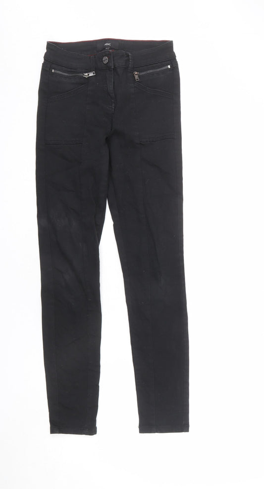 NEXT Womens Black Cotton Skinny Jeans Size 6 L27 in Regular Zip