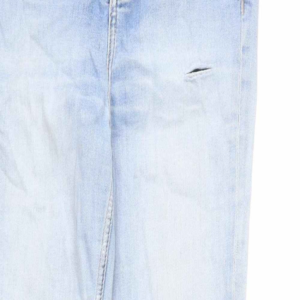 Marks and Spencer Womens Blue Cotton Skinny Jeans Size 10 L25 in Regular Zip