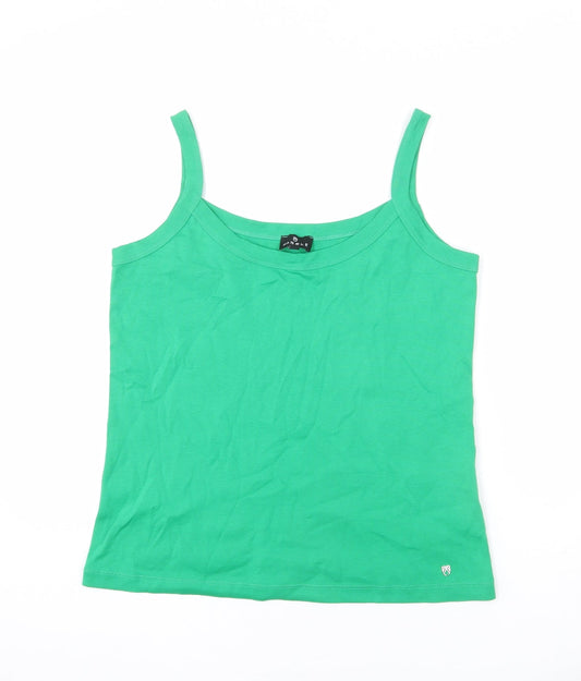 Marble Womens Green 100% Cotton Basic Tank Size M Scoop Neck