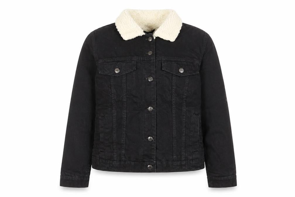 Denim & Co. Womens Black Jacket Size 6 Button