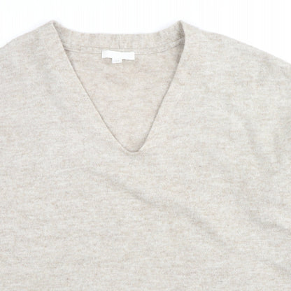 H&M Womens Beige V-Neck Polyester Pullover Jumper Size M