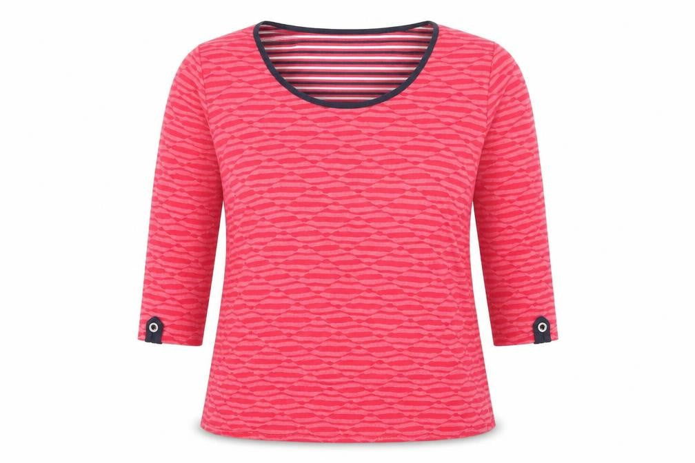 Per Una Womens Pink Geometric Polyester Basic Blouse Size 14 Round Neck
