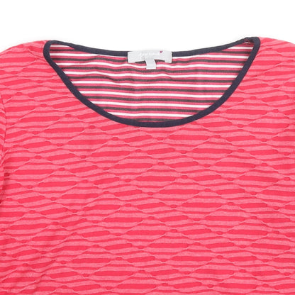Per Una Womens Pink Geometric Polyester Basic Blouse Size 14 Round Neck