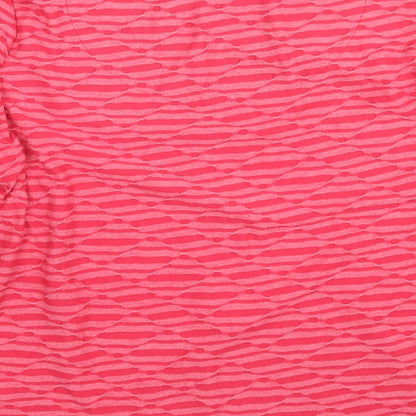 Per Una Womens Pink Geometric Polyester Basic Blouse Size 14 Round Neck