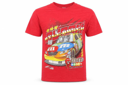 Chase Boys Red Cotton Basic T-Shirt Size S Round Neck Pullover - Joe Gibbs Racing M&M's