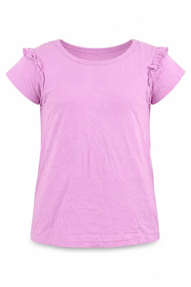 VIGOSS Girls Pink Cotton Basic T-Shirt Size S Round Neck Pullover - Ruffle