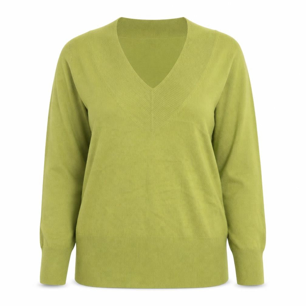 Conington Womens Green V-Neck Acrylic Pullover Jumper Size M