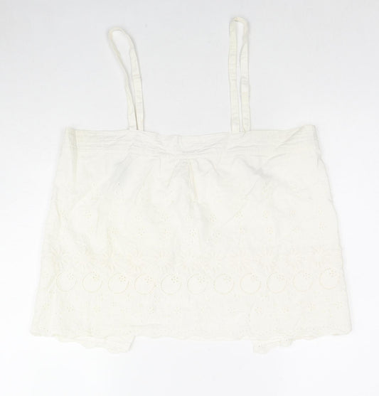 Balin Womens Ivory Floral Cotton Camisole Tank Size 16 Square Neck - Embroidered Flowers