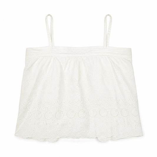 Balin Womens Ivory Floral Cotton Camisole Tank Size 16 Square Neck - Embroidered Flowers