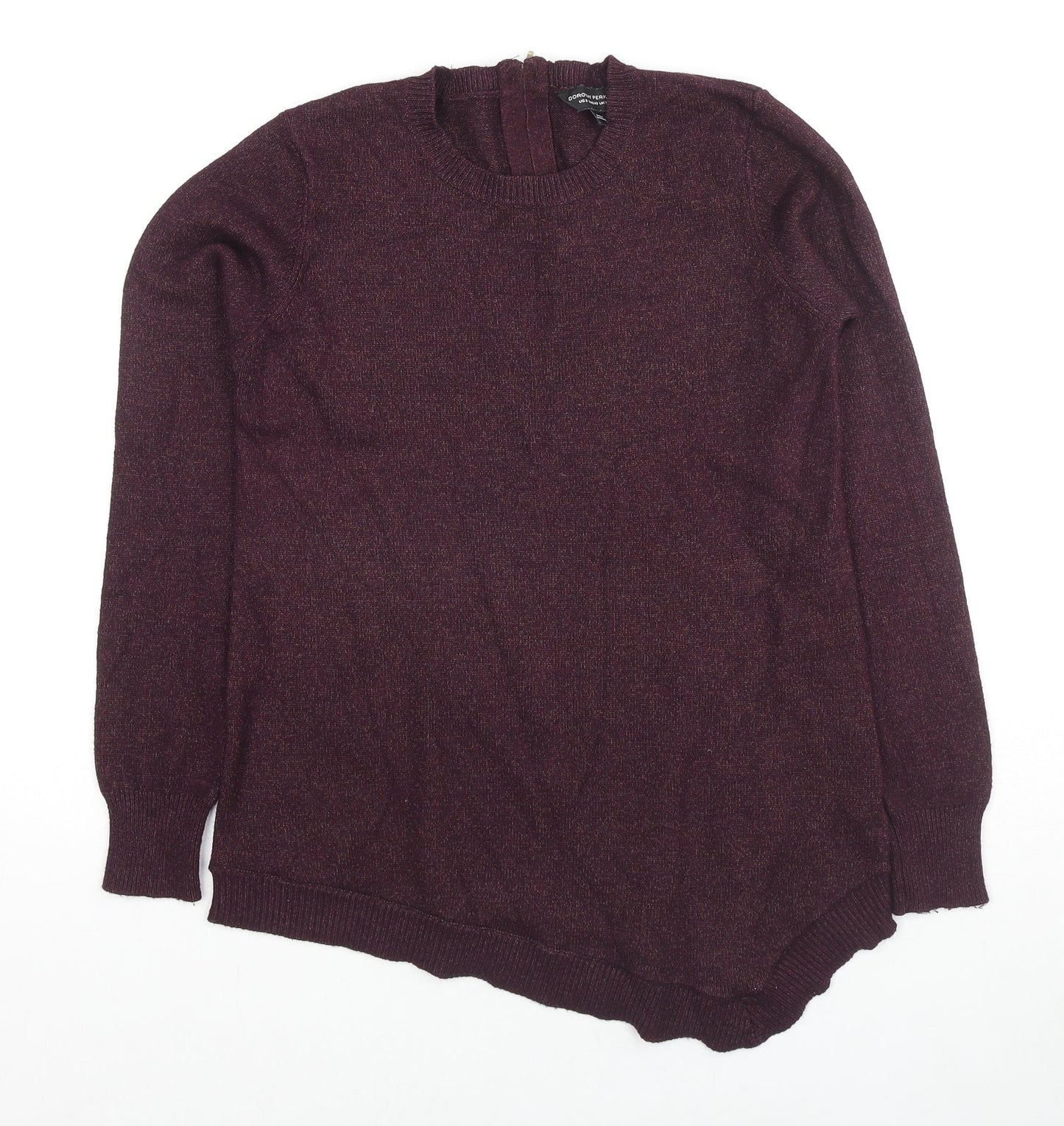Dorothy Perkins Womens Purple Round Neck Viscose Pullover Jumper Size 12 - Asymmetric Hem