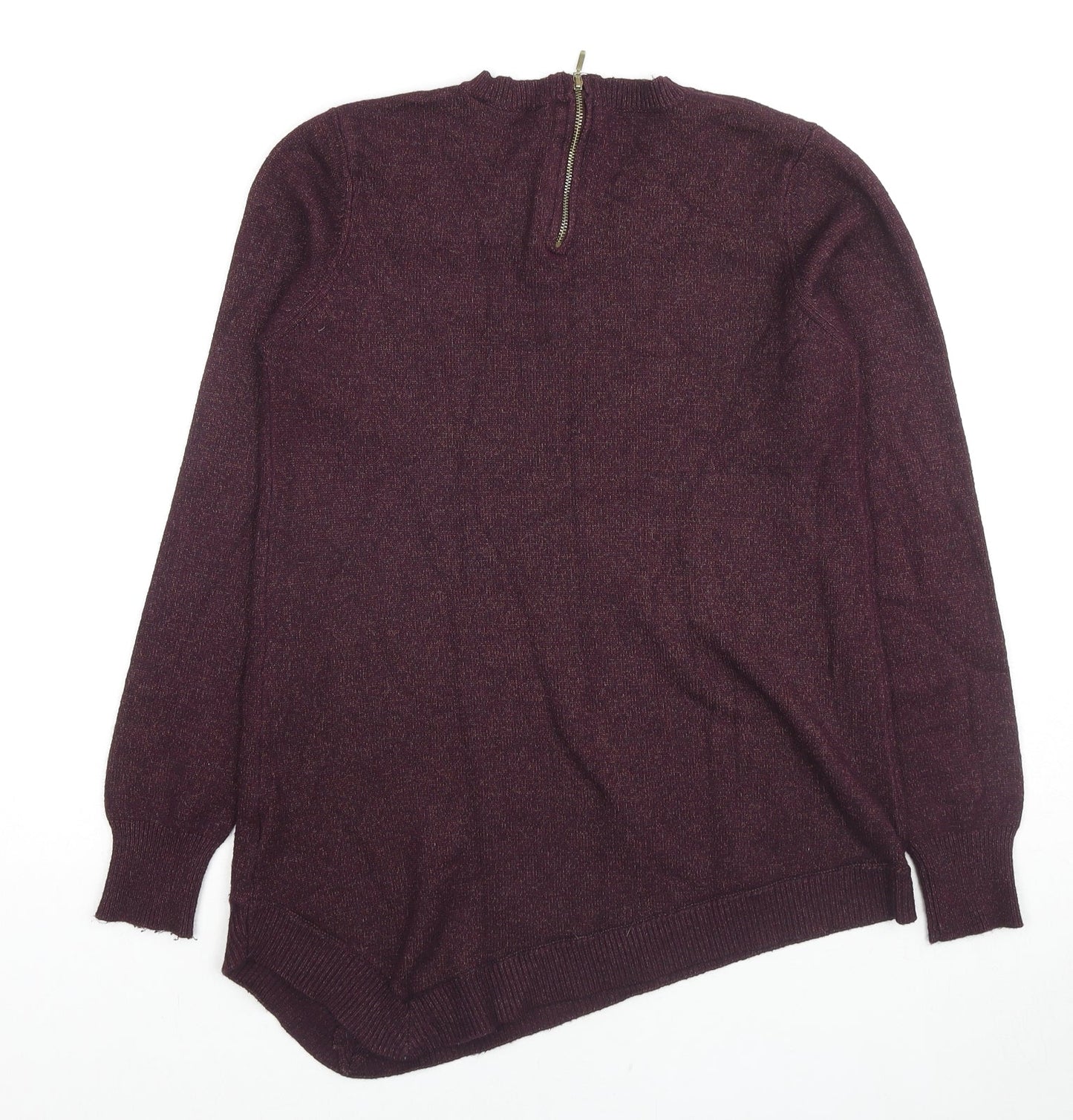Dorothy Perkins Womens Purple Round Neck Viscose Pullover Jumper Size 12 - Asymmetric Hem