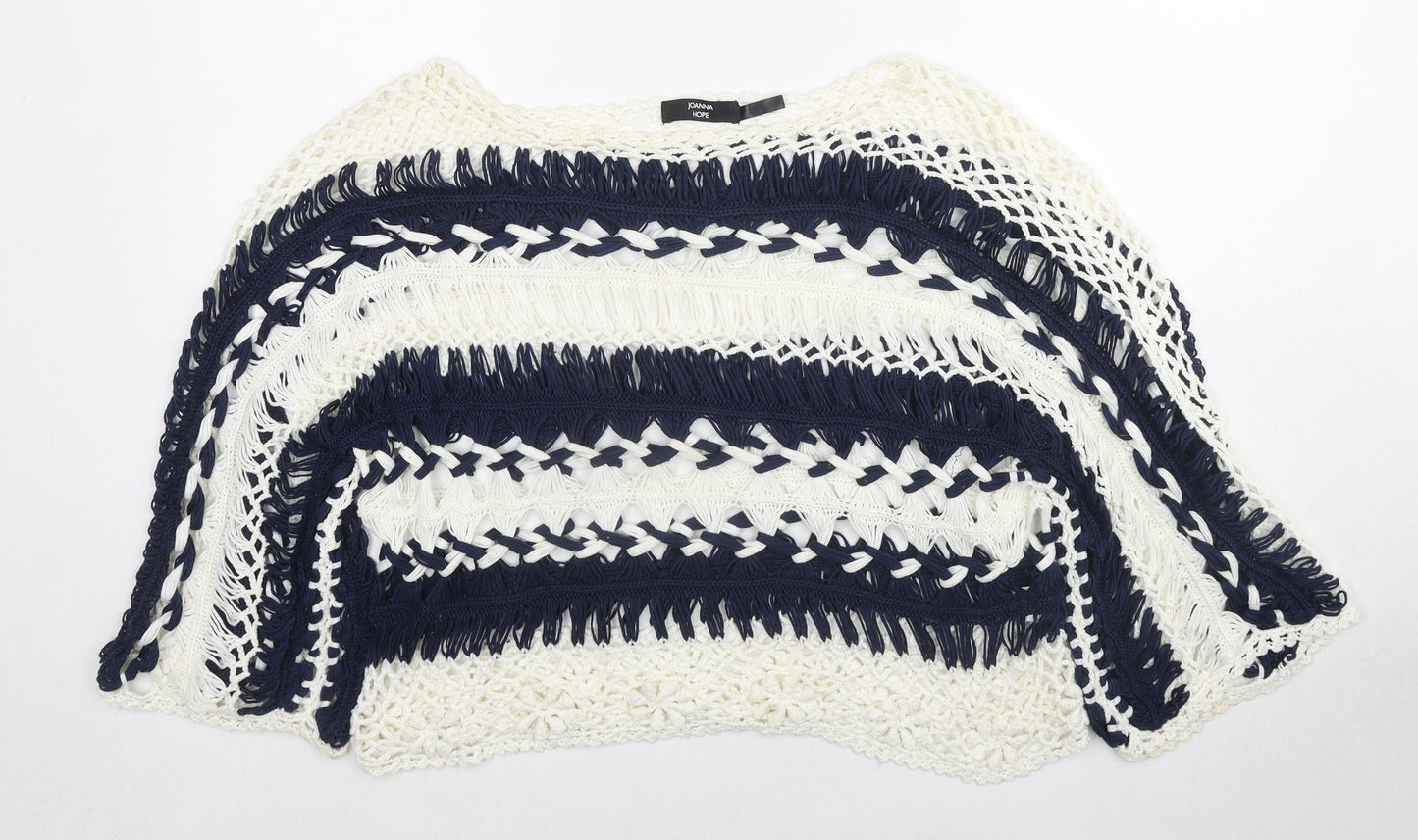 Joanna Hope Womens White Boat Neck Striped Acrylic Pullover Jumper Size 20 - Size 20-22