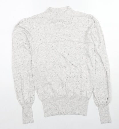 Next Womens Grey Mock Neck Cotton Pullover Jumper Size 8